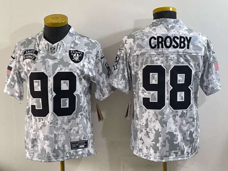 Women Oakland Raiders #98 Crosby Salute Service Nike 2025 Limited NFL Jersey 001